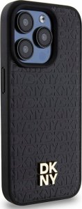 DKNY DKHMP15LPSHRPSK iPhone 15 Pro 6.1" czarny/black hardcase Leather Pattern Monogram Metal Logo MagSafe 4