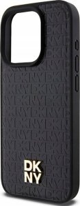 DKNY DKHMP15LPSHRPSK iPhone 15 Pro 6.1" czarny/black hardcase Leather Pattern Monogram Metal Logo MagSafe 6