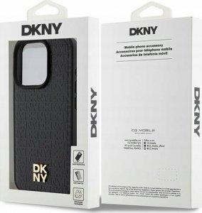 DKNY DKHMP15LPSHRPSK iPhone 15 Pro 6.1" czarny/black hardcase Leather Pattern Monogram Metal Logo MagSafe 8