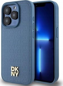 DKNY DKNY DKHMP15LPSHRPSB iPhone 15 Pro 6.1" niebieski/blue hardcase Leather Monogram Pattern Metal Logo MagSafe 1