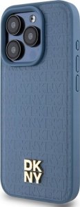 DKNY DKHMP15LPSHRPSB iPhone 15 Pro 6.1" niebieski/blue hardcase Leather Monogram Pattern Metal Logo MagSafe 2