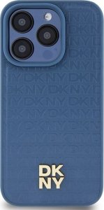 DKNY DKHMP15LPSHRPSB iPhone 15 Pro 6.1" niebieski/blue hardcase Leather Monogram Pattern Metal Logo MagSafe 3