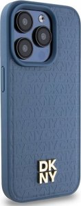 DKNY DKHMP15LPSHRPSB iPhone 15 Pro 6.1" niebieski/blue hardcase Leather Monogram Pattern Metal Logo MagSafe 4