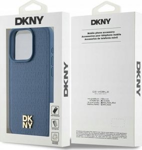 DKNY DKHMP15LPSHRPSB iPhone 15 Pro 6.1" niebieski/blue hardcase Leather Monogram Pattern Metal Logo MagSafe 8