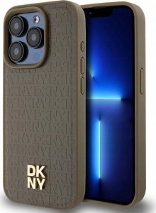 DKNY DKNY DKHMP15LPSHRPSW iPhone 15 Pro 6.1" brązowy/brown hardcase Leather Monogram Pattern Metal Logo MagSafe 1