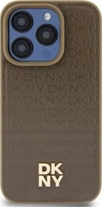 DKNY DKNY DKHMP15SPSHRPSW iPhone 15 / 14 / 13 6.1" brązowy/brown hardcase Leather Pattern Metal Logo MagSafe 1