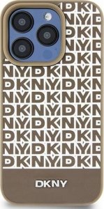 DKNY DKNY DKHMP15SPSOSPW iPhone 15 / 14 / 13 6.1" brązowy/brown hardcase Leather Printed Pattern Metal Logo MagSafe 1