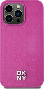 DKNY DKNY DKHMP15SPSHRPSP iPhone 15 / 14 / 13 6.1" różowy/pink hardcase Leather Pattern Metal Logo MagSafe 1