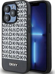 DKNY DKNY DKHMP15XPSOSPK iPhone 15 Pro Max 6.7" czarny/black hardcase Leather Printed Pattern Metal Logo MagSafe 1