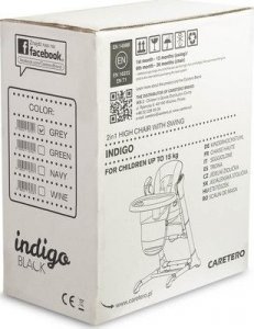 Caretero KRZESEŁKO + HUŚTAWKA INDIGO BLACK WINE 17