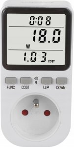 GreenBlue Miernik energii GreenBlue, watomierz,  typ E, 220-240V AC, 50Hz, max. obciążenie 16A, IP20, wbudowana bateria, GB364 E 2