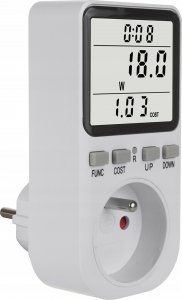 GreenBlue Miernik energii GreenBlue, watomierz,  typ E, 220-240V AC, 50Hz, max. obciążenie 16A, IP20, wbudowana bateria, GB364 E 5