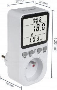 GreenBlue Miernik energii GreenBlue, watomierz,  typ E, 220-240V AC, 50Hz, max. obciążenie 16A, IP20, wbudowana bateria, GB364 E 8