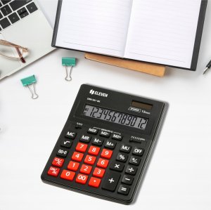 Kalkulator Eleven ELEVEN kalkulator biurowy czarny z pomarańczową klawiaturą numeryczną CDB1201BK-OR 2