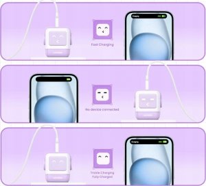 Ładowarka Ugreen Ładowarka sieciowa UGREEN Nexode Robot GaN 2xUSB-A, USB-C 65W fioletowa 5