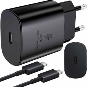 Ładowarka Samsung Ładowarka sieciowa USB-C typ C PD Premium szybka 25W 3A + Kabel Type-C 1M Alogy czarna 1