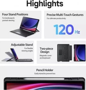 Etui na tablet Dux Ducis Etui Dux Ducis DK składane z klawiaturą bezprzewodową do Samsung Galaxy Tab S9 Plus czarne 1