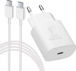 Ładowarka Samsung Oryginalna Ładowarka sieciowa USB-C Samsung 25W + Kabel Type C 180cm Premium Super Fast Charge Zestaw Biała 15