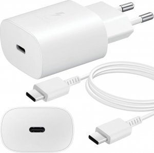 Ładowarka Samsung Oryginalna Ładowarka sieciowa USB-C Samsung 25W + Kabel Type C 180cm Premium Super Fast Charge Zestaw Biała 16