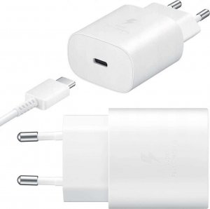 Ładowarka Samsung Oryginalna Ładowarka sieciowa USB-C Samsung 25W + Kabel Type C 180cm Premium Super Fast Charge Zestaw Biała 2