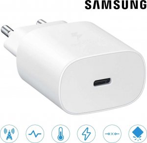 Ładowarka Samsung Oryginalna Ładowarka sieciowa USB-C Samsung 25W + Kabel Type C 180cm Premium Super Fast Charge Zestaw Biała 3