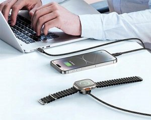 Awei kabel W23 3w1 usb-c/lightning/watch 100W/10W/2.5W czarny/czarny 2
