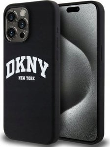 DKNY DKNY Liquid Silicone White Printed Logo MagSafe - Etui iPhone 15 Pro Max (czarny) 1