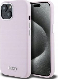 DKNY DKNY Liquid Silicone Small Metal Logo MagSafe - Etui iPhone 15 Plus / 14 Plus (różowy) 1