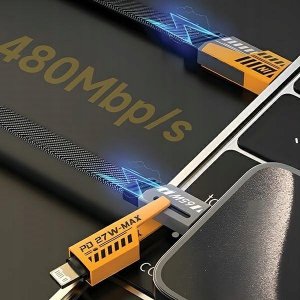 Kabel USB Awei USB-A + USB-C - USB-C + Lightning 1.2 m Czarny (AWEI192) 2