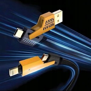 Kabel USB Awei USB-A + USB-C - USB-C + Lightning 1.2 m Czarny (AWEI192) 4