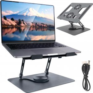 Alogy Podstawka stojak stolik pod laptopa 17.3" regulowana 360 chłodząca składany Aluminium 25x21.7cm Alogy Grafitowy 1