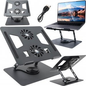 Alogy Podstawka stojak stolik pod laptopa 17.3" regulowana 360 chłodząca składany Aluminium 25x21.7cm Alogy Grafitowy 3