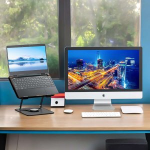 Alogy Podstawka stojak stolik pod laptopa 17.3" regulowana 360 chłodząca składany Aluminium 25x21.7cm Alogy Grafitowy 9