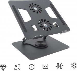 Alogy Podstawka stojak stolik pod laptopa 17.3" regulowana 360 chłodząca składany Aluminium 25x21.7cm Alogy Grafitowy 10