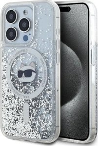 Karl Lagerfeld Karl Lagerfeld KLHMP13LLGCHSGH iPhone 13 Pro / 13 6.1" hardcase transparent Liquid Glitter Choupette Head Magsafe 1