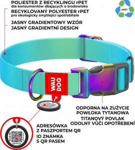 Collar WAU DOG OBROŻA RECYCLED GRADIENT L 2,5/33-49cm NYLON NIEBIESKA 3