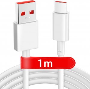 Kabel USB Alogy Kabel USB - USB-C typ C Alogy mocny szybki 67W 6A PD 1M przewód Biały 1