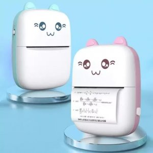 Drukarka etykiet Hurtel Mini Kot drukarka termiczna do etykiet ściąg z telefonu Bluetooth Fun Print niebieska Mini Kot drukarka termiczna do etykiet ściąg z telefonu Bluetooth Fun Print niebieska 11