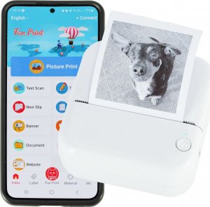 Drukarka etykiet KIK Drukarka mini termiczna do zdjęć etykiet + kabel USB kwadratowa niebieska 2