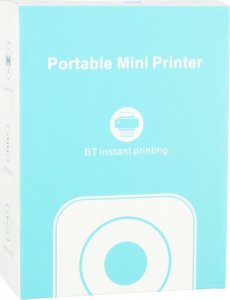 Drukarka etykiet KIK Drukarka mini termiczna do zdjęć etykiet + kabel USB kwadratowa niebieska 3