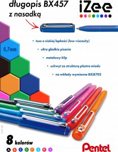 Pentel Długopis Pentel iZee BX457 różowy, RÓŻOWY 2