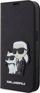 Karl Lagerfeld Karl Lagerfeld PU Saffiano Karl ir Choupette NFT atverčiamas dėklas, skirtas iPhone 13 Pro Max Juodas 6