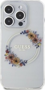 Guess Oryginalne Etui GUESS Hardcase GUHMP15LHFWFCT do iPhone 15 Pro (Kompatybilny z Magsafe / Flowers Wreath / transparent) 3