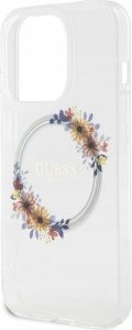 Guess Oryginalne Etui GUESS Hardcase GUHMP15LHFWFCT do iPhone 15 Pro (Kompatybilny z Magsafe / Flowers Wreath / transparent) 4