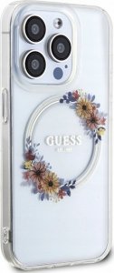 Guess Oryginalne Etui GUESS Hardcase GUHMP15LHFWFCT do iPhone 15 Pro (Kompatybilny z Magsafe / Flowers Wreath / transparent) 6