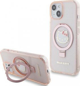 Sourcing Hello Kitty HKHMP15SHRSGEP iPhone 15 / 14 / 13 6.1" pink/pink hardcase Ring Stand Glitter Electrop Logo MagSafe 1