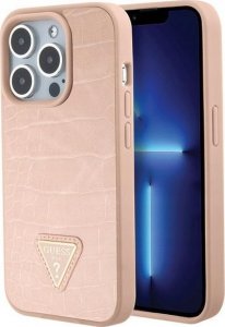 Guess Guess GUHCP15LPCRTHCP iPhone 15 Pro 6.1" pink/pink hardcase Croco Triangle Metal Logo 1