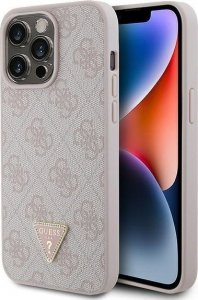 Guess Guess GUHCP15XP4TDPP iPhone 15 Pro Max 6.7" różowy/pink hardcase Leather 4G Diamond Triangle 1