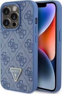 Guess Guess GUHCP15LP4TDPB iPhone 15 Pro 6.1" niebieski/blue hardcase Leather 4G Triangle Strass 1