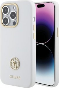 Guess Guess GUHCP15XM4DGPH iPhone 15 Pro Max 6.7" biały/white hardcase Silicone Logo Strass 4G 1